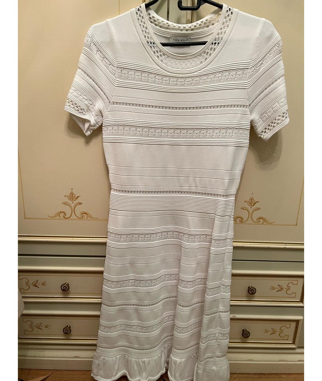 SANDRO Белое вискозное коктейльное платье, фото 5