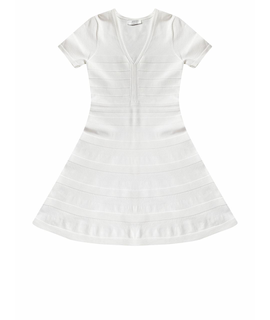 SANDRO Белое креповое коктейльное платье, фото 1