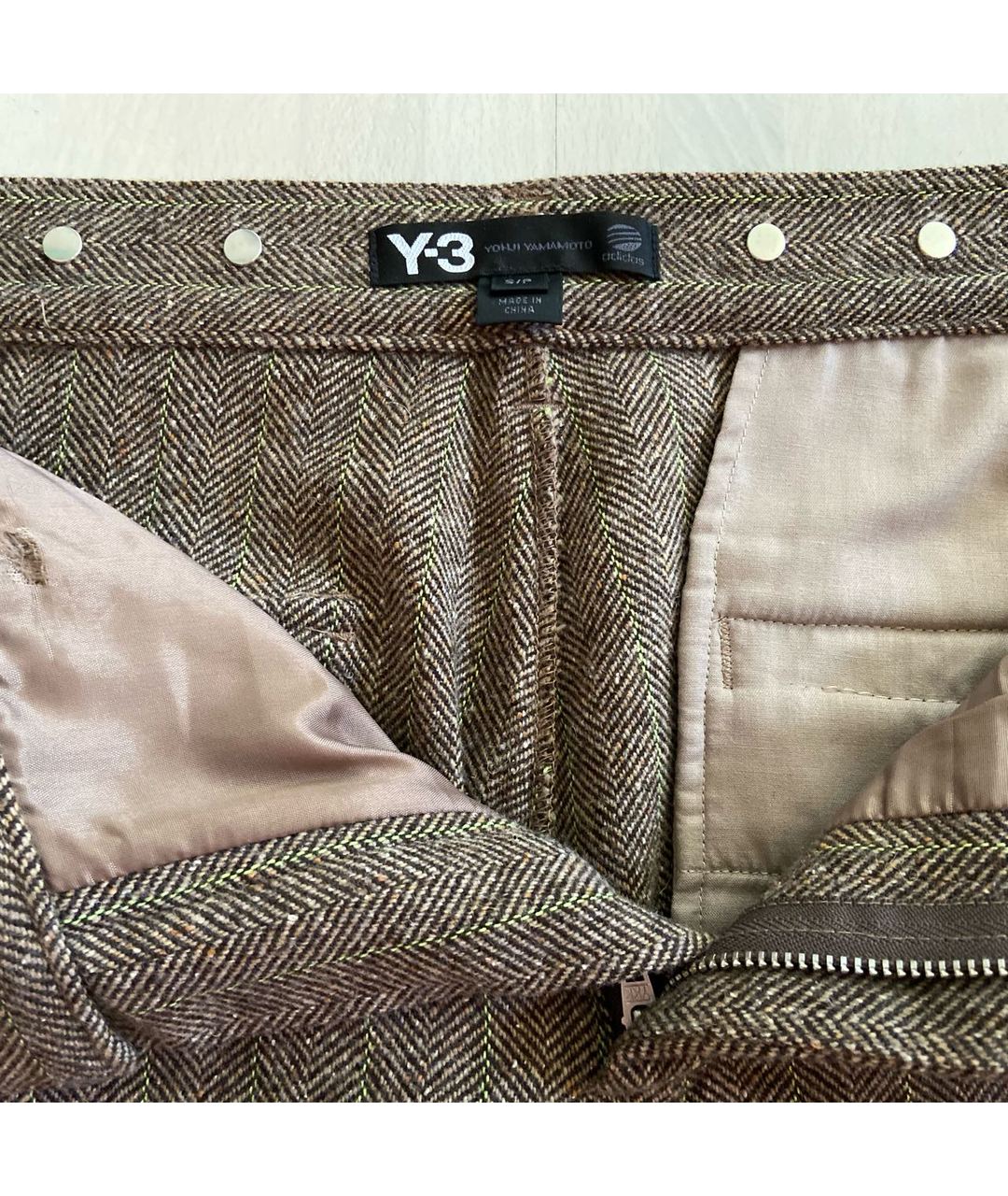 YOHJI YAMAMOTO Коричневые шерстяные брюки узкие, фото 4