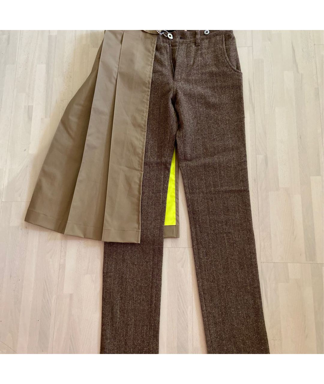 YOHJI YAMAMOTO Коричневые шерстяные брюки узкие, фото 3