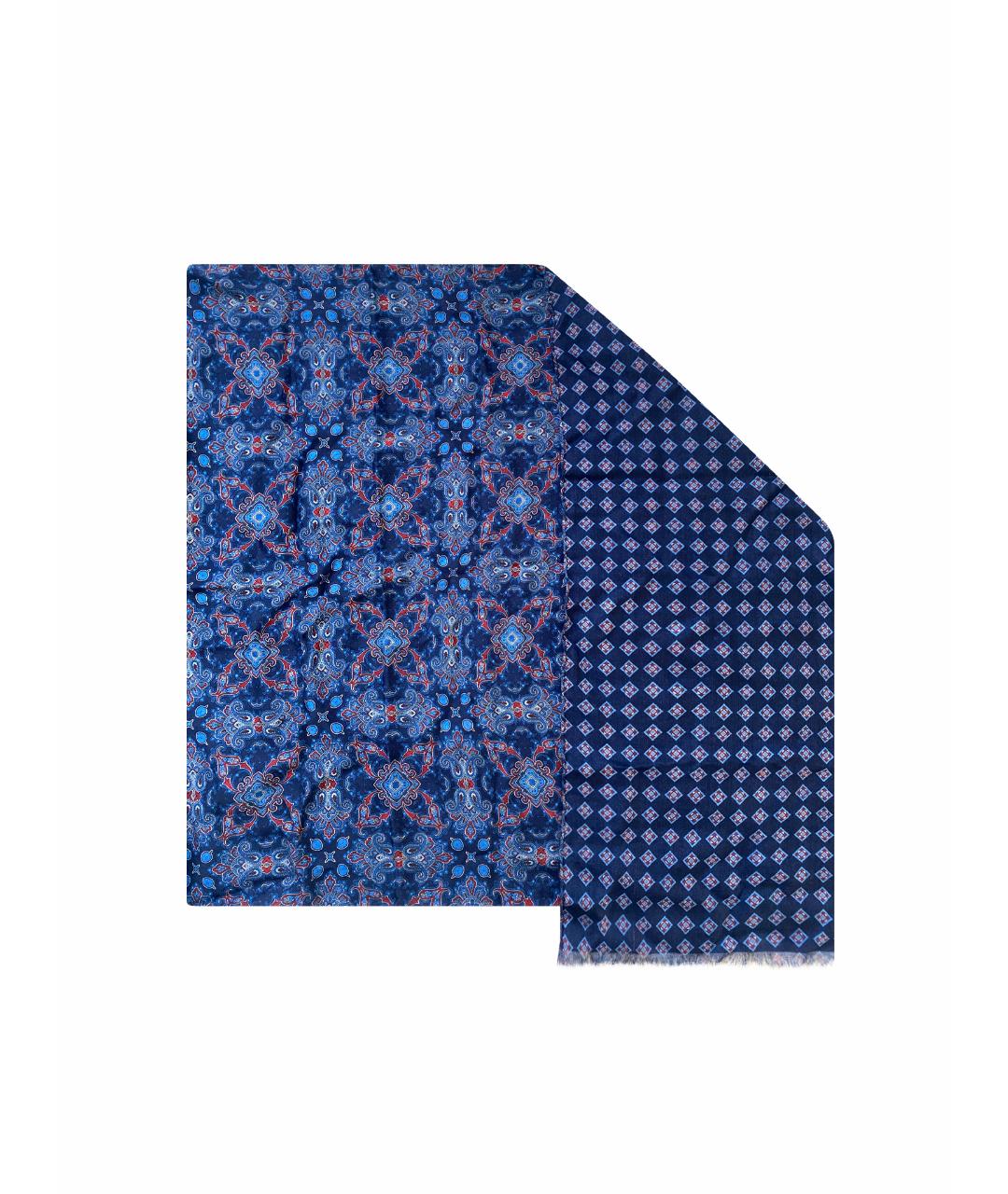 KITON Синий шерстяной шарф, фото 1