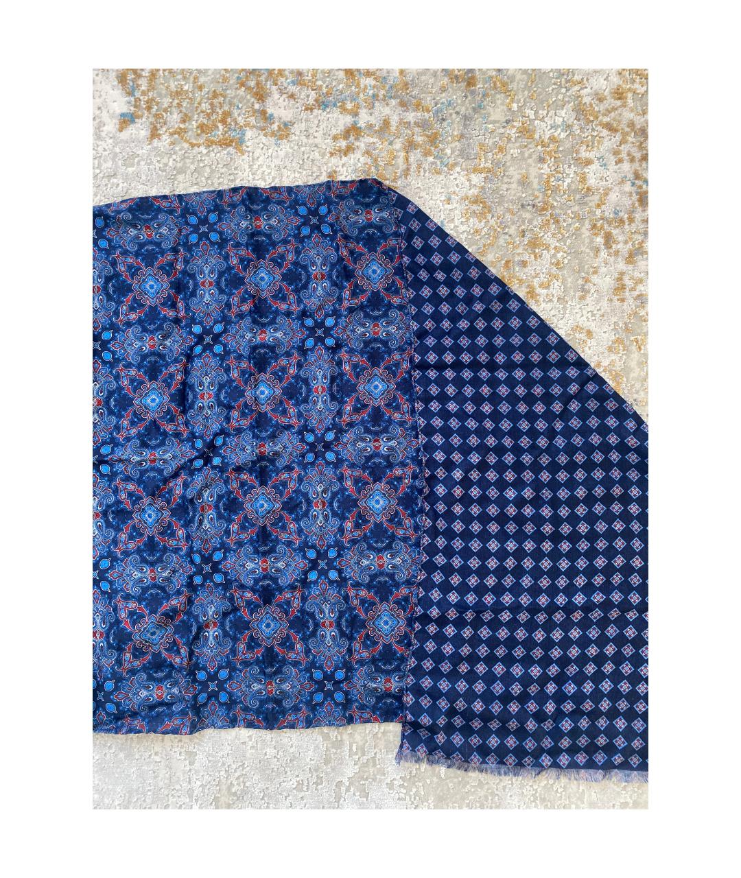 KITON Синий шерстяной шарф, фото 7