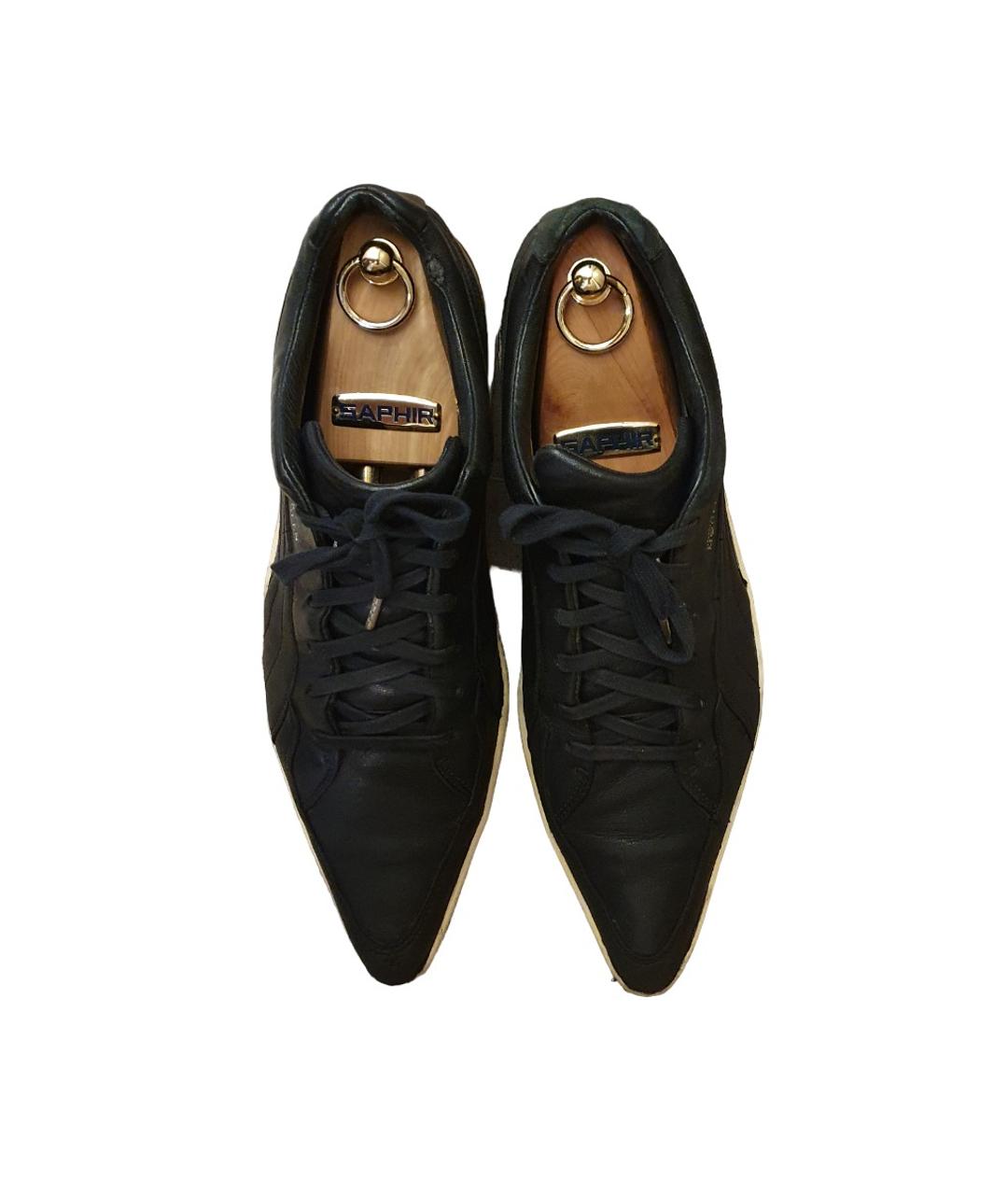 ALEXANDER MCQUEEN Черные кожаные низкие кроссовки / кеды, фото 3