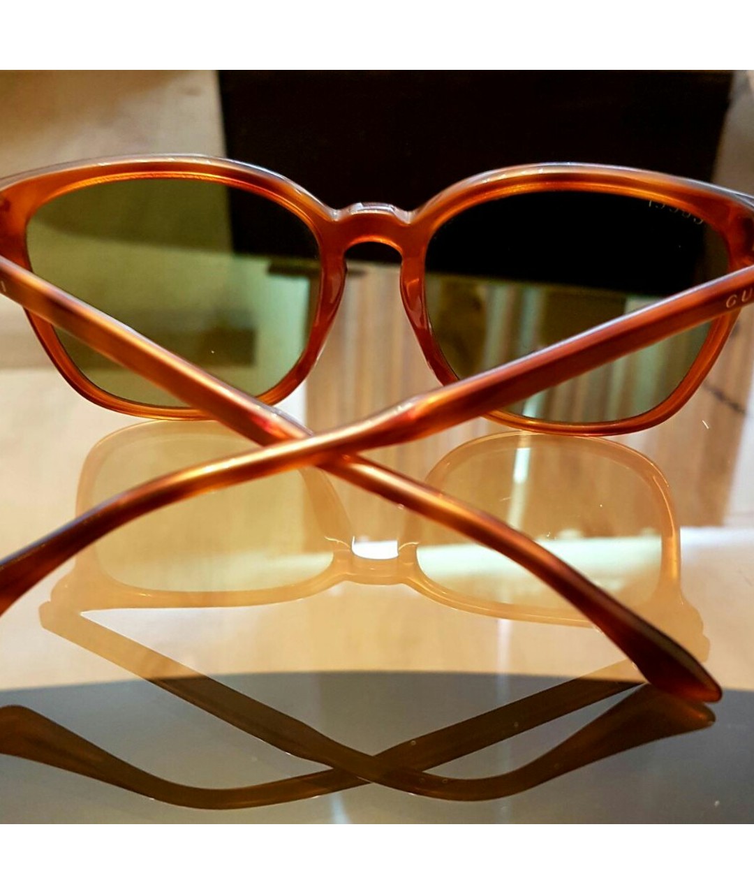 GUCCI Коричневые пластиковые солнцезащитные очки, фото 6
