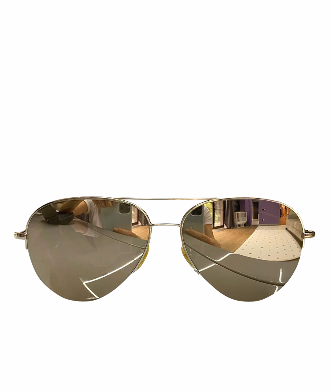 VICTORIA BECKHAM Золотые металлические солнцезащитные очки, фото 1