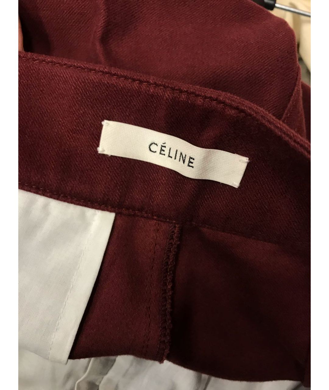 CELINE PRE-OWNED Бордовые прямые брюки, фото 3