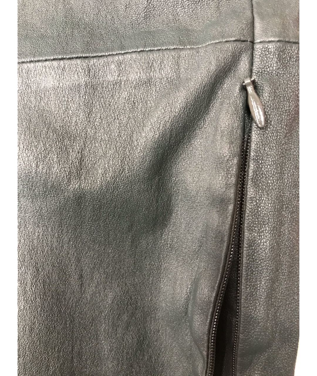 THE ROW Зеленые кожаные брюки узкие, фото 3