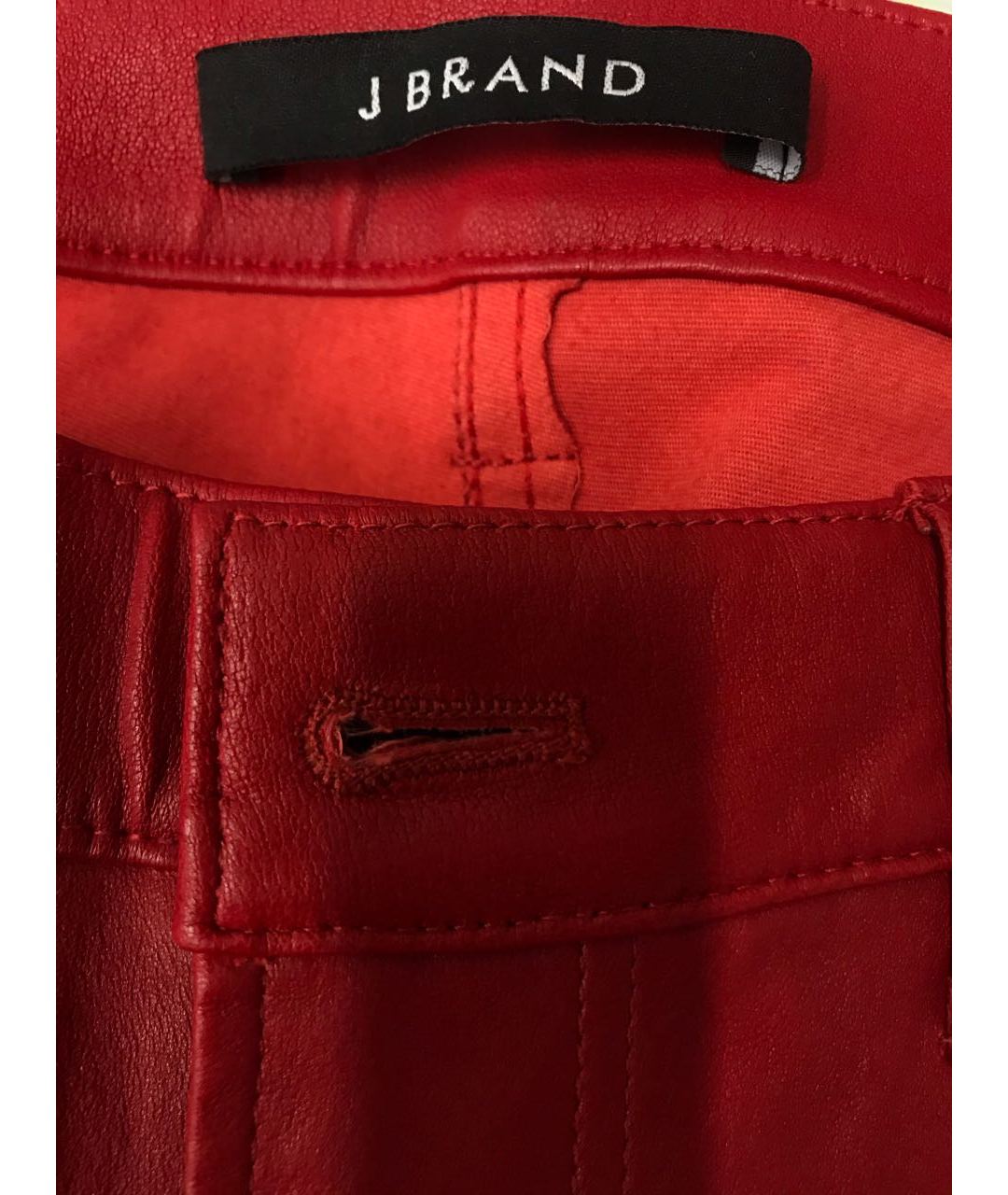 JBRAND Красные кожаные брюки узкие, фото 8