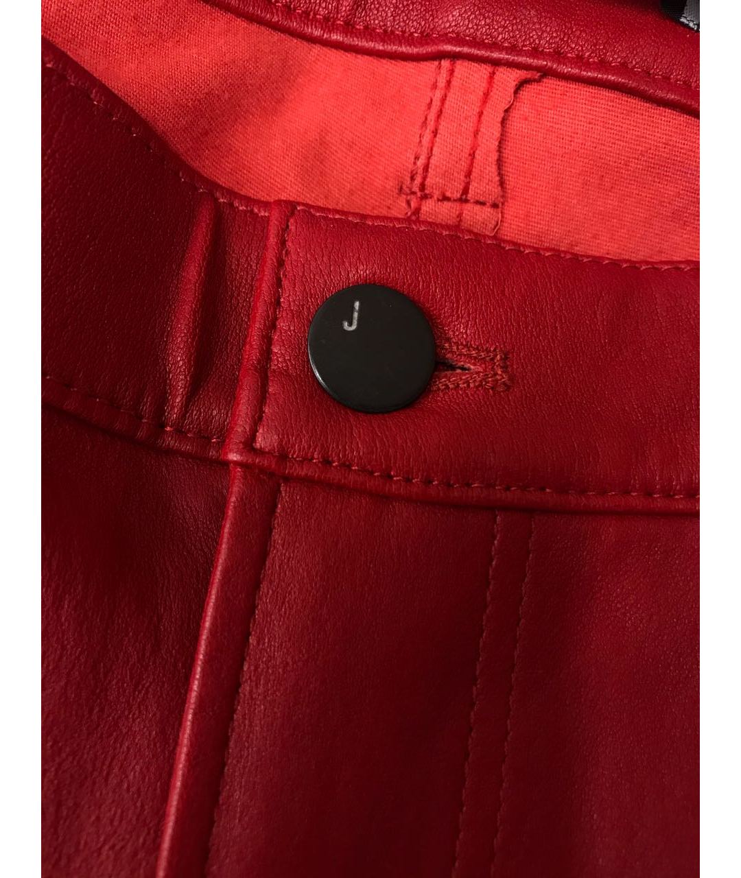 JBRAND Красные кожаные брюки узкие, фото 3