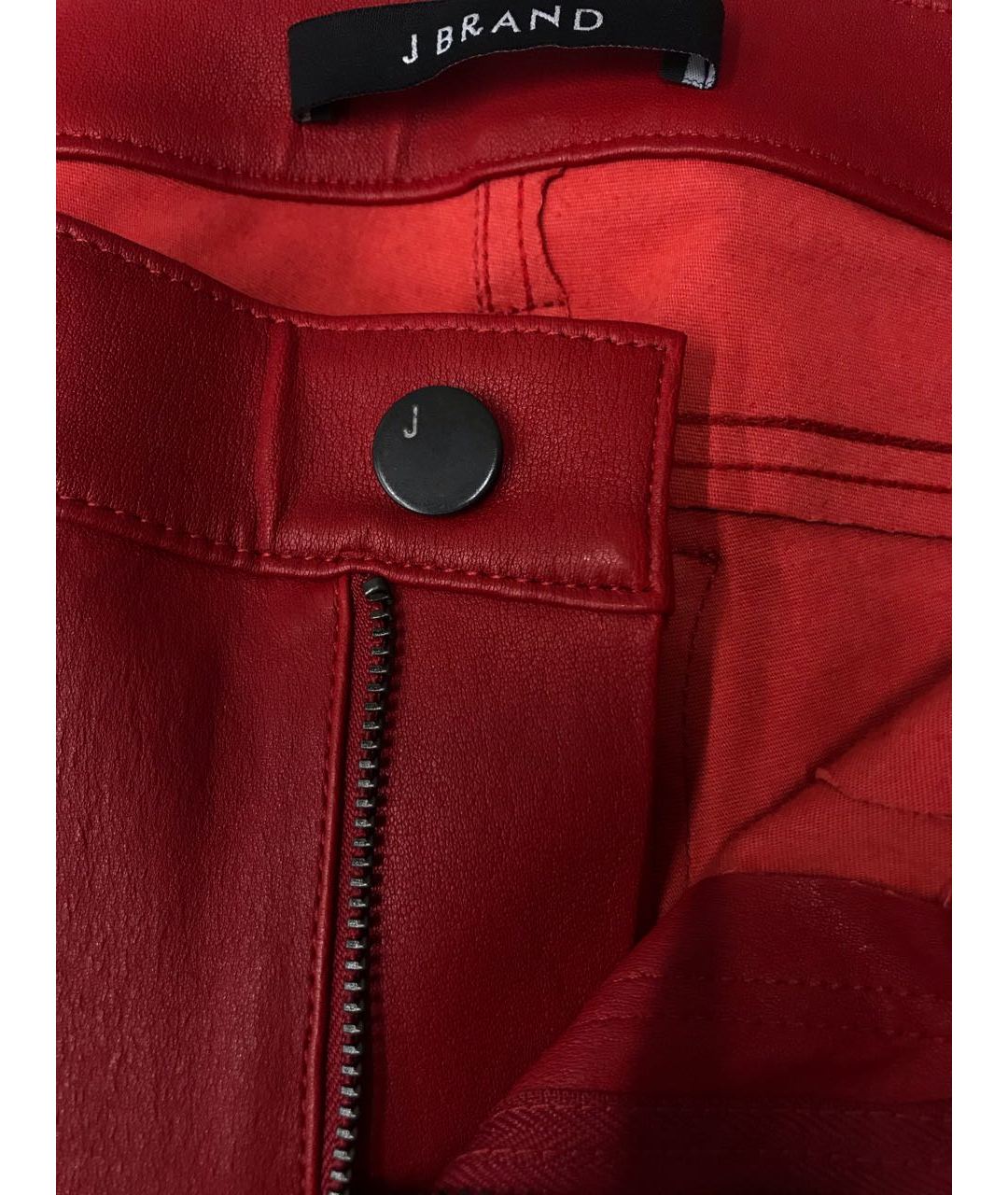JBRAND Красные кожаные брюки узкие, фото 7