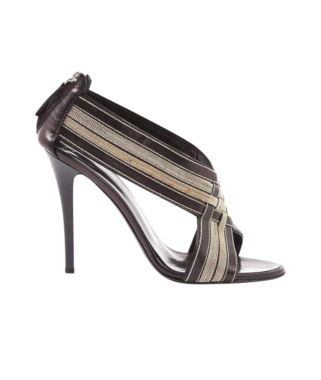 GIUSEPPE ZANOTTI DESIGN Черные кожаные босоножки, фото 1