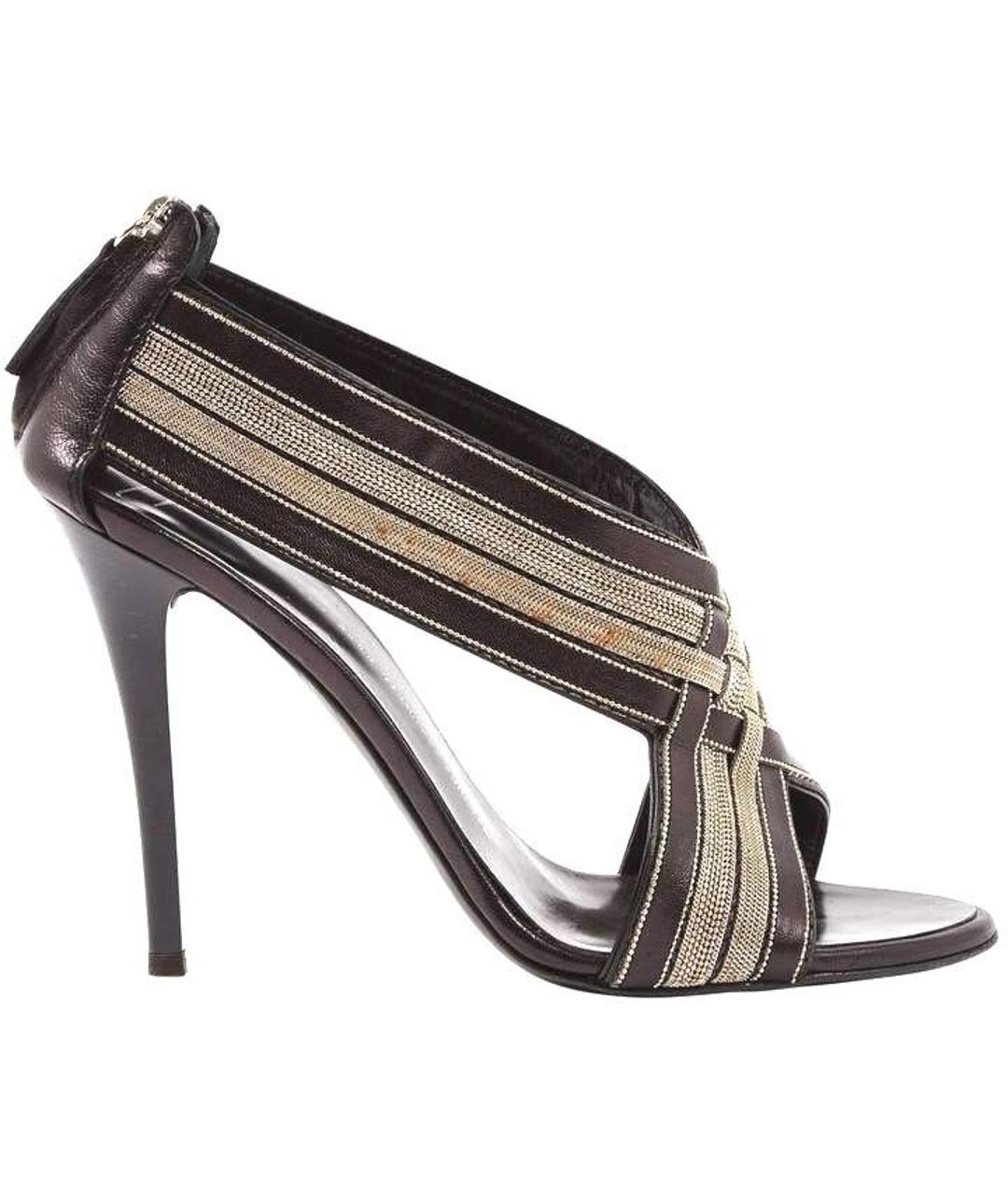GIUSEPPE ZANOTTI DESIGN Черные кожаные босоножки, фото 6