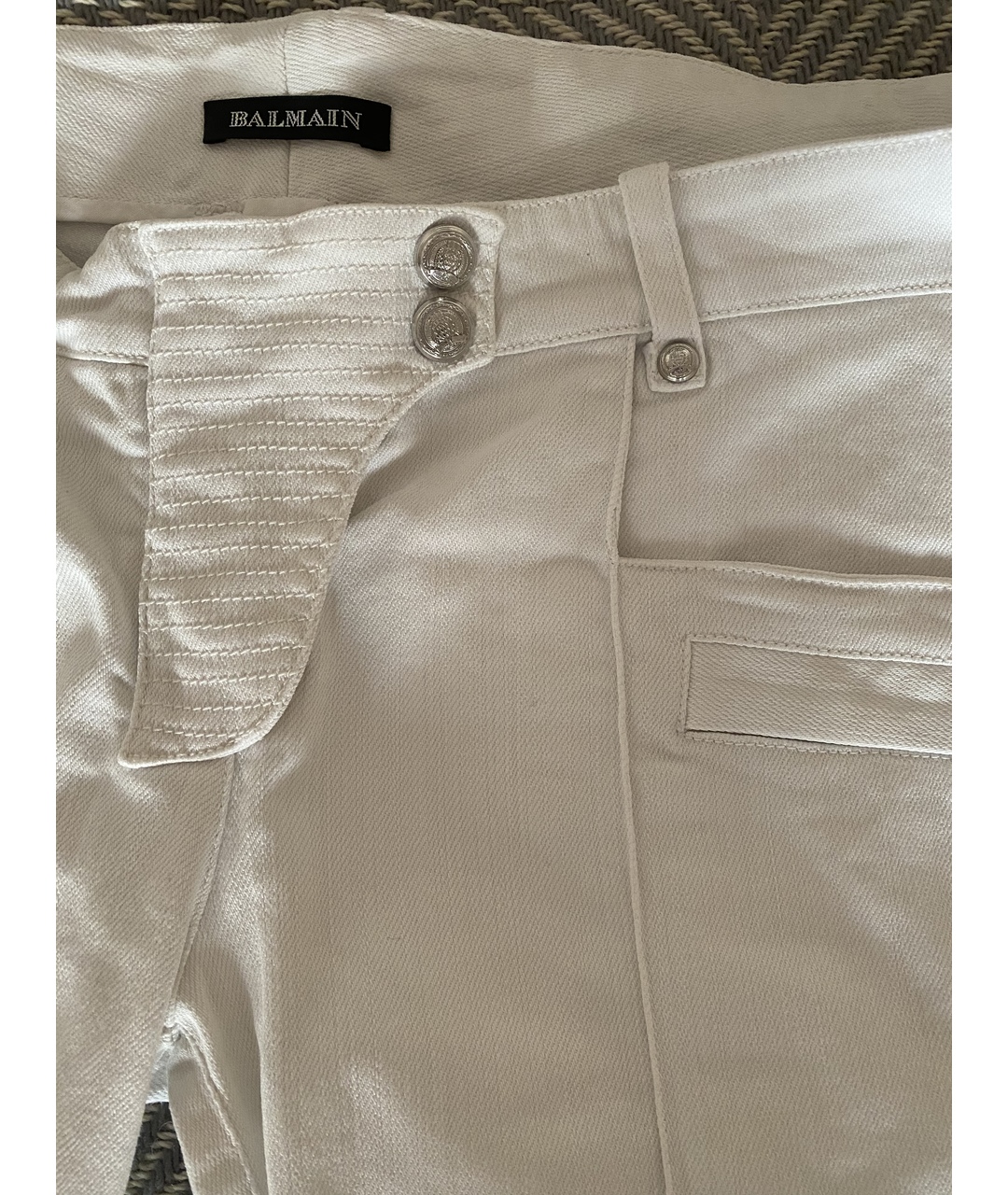 BALMAIN Белые хлопковые джинсы слим, фото 4
