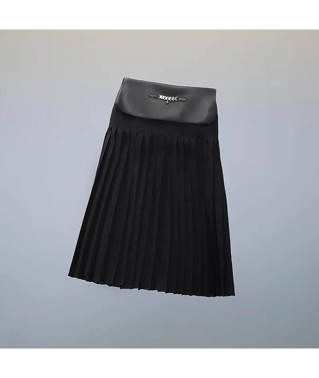 HERMES Черная шелковая юбка миди, фото 7