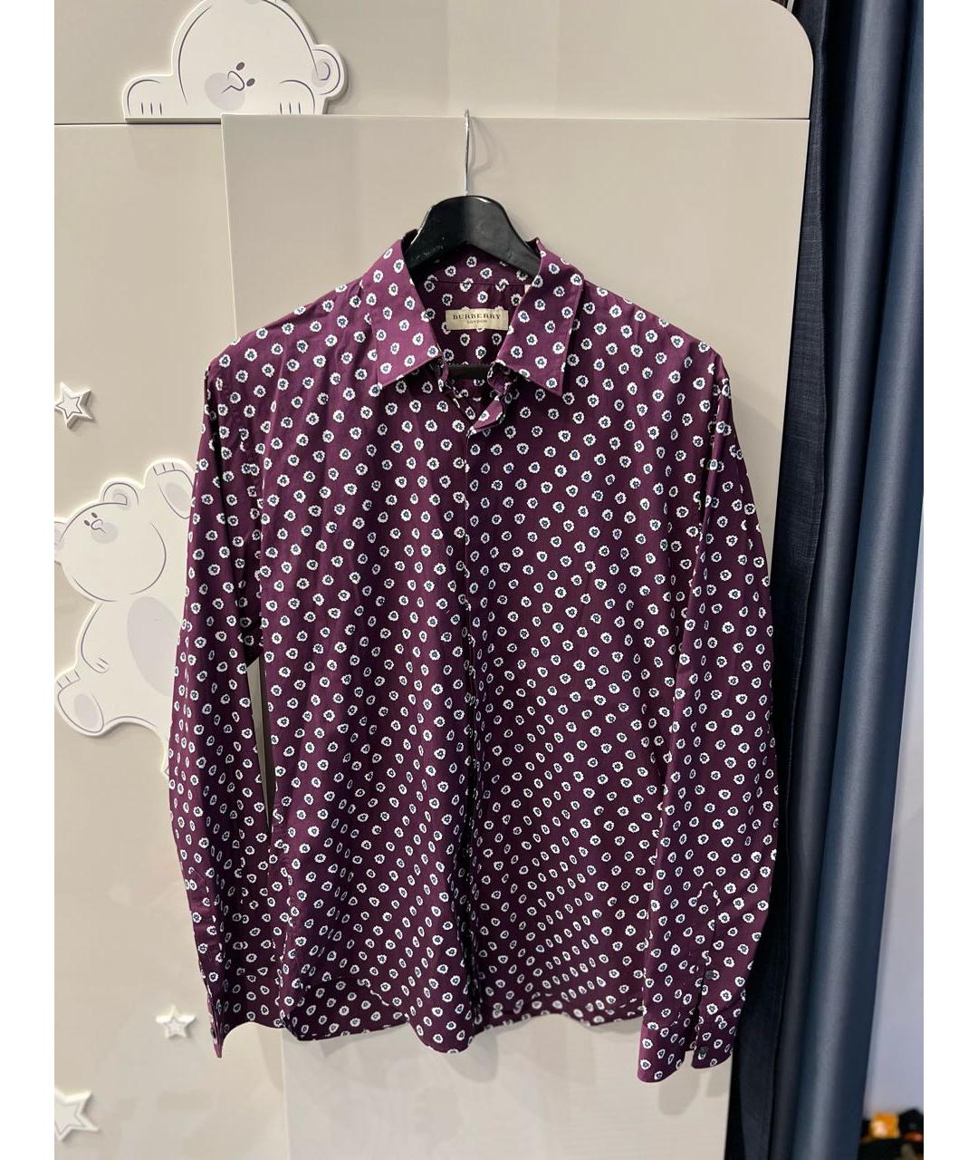 BURBERRY Бордовая хлопко-шелковая кэжуал рубашка, фото 7
