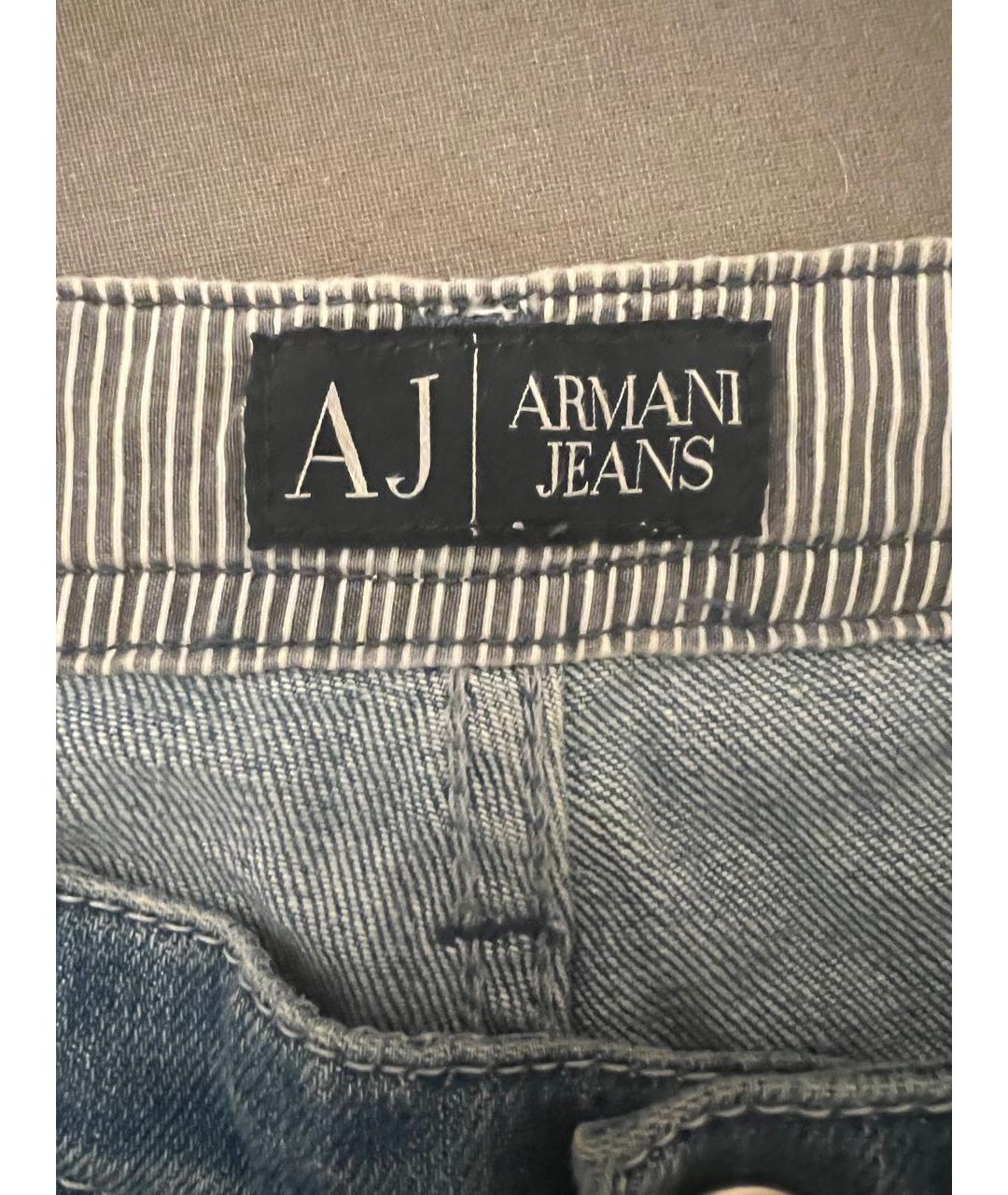 ARMANI JEANS Голубые хлопко-эластановые джинсы клеш, фото 3