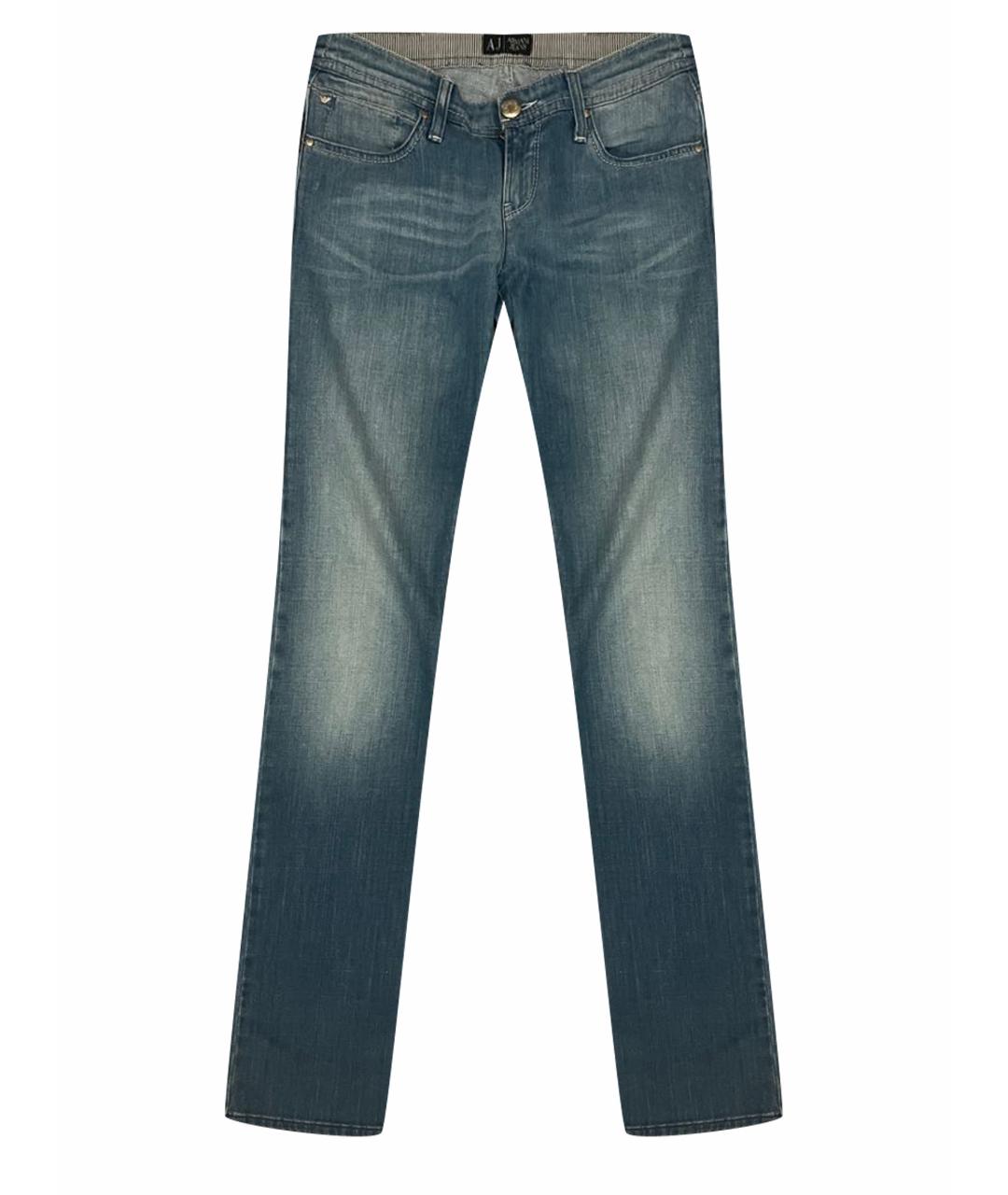 ARMANI JEANS Голубые хлопко-эластановые джинсы клеш, фото 1