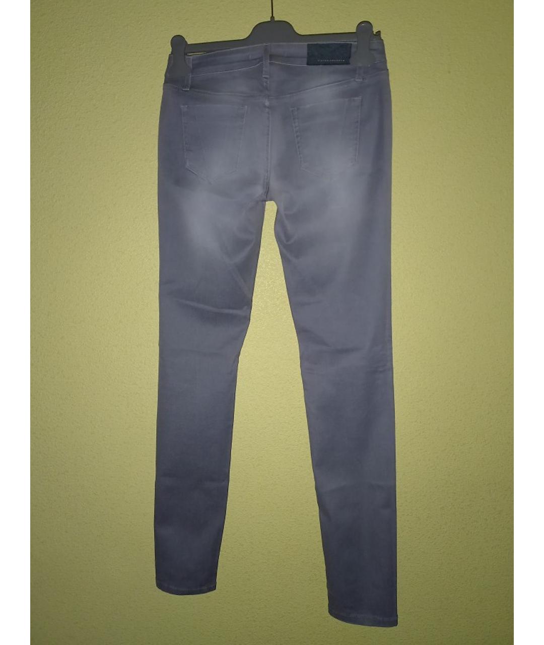 VICTORIA BECKHAM Серые хлопко-эластановые прямые джинсы, фото 2