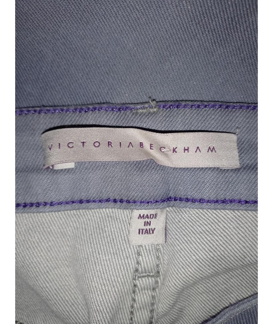 VICTORIA BECKHAM Серые хлопко-эластановые прямые джинсы, фото 3