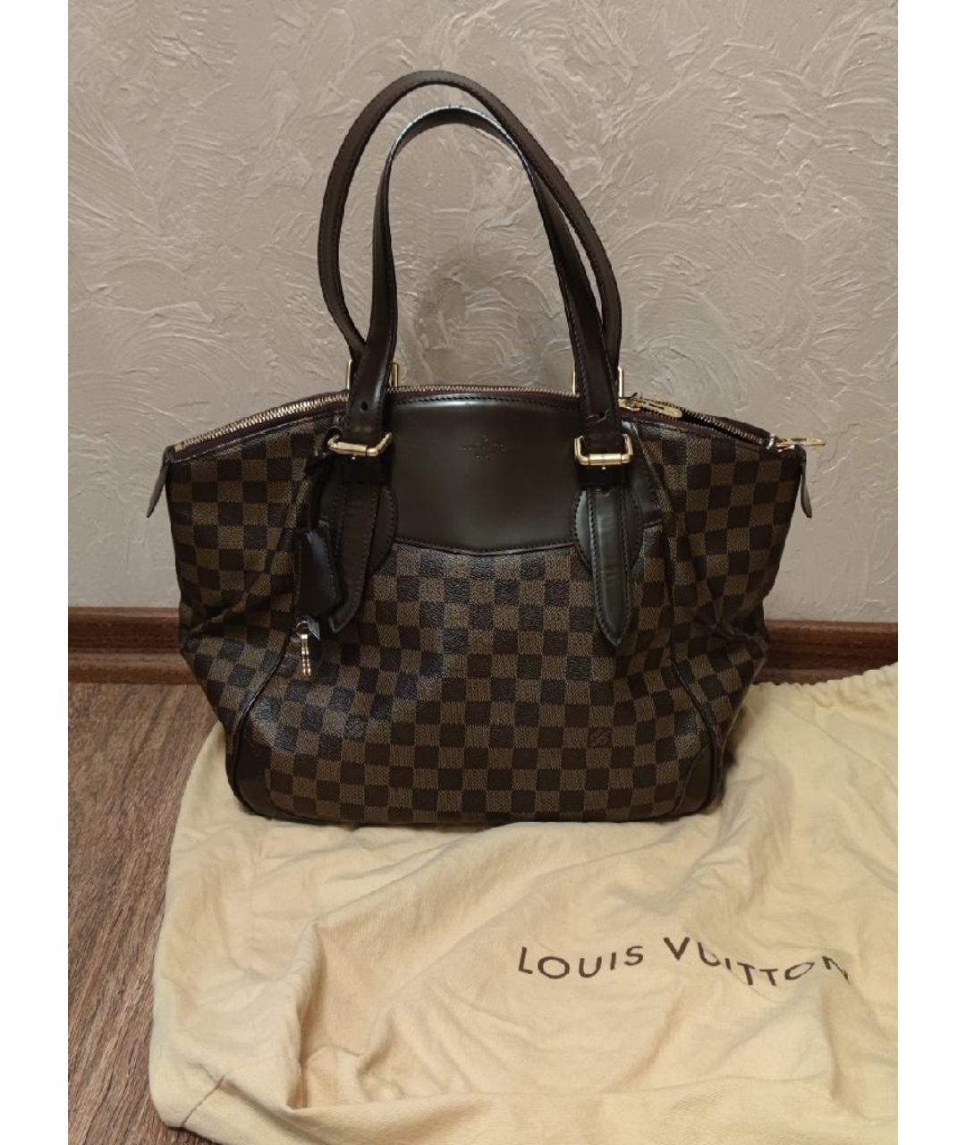 LOUIS VUITTON Коричневая сумка тоут из искусственной кожи, фото 8