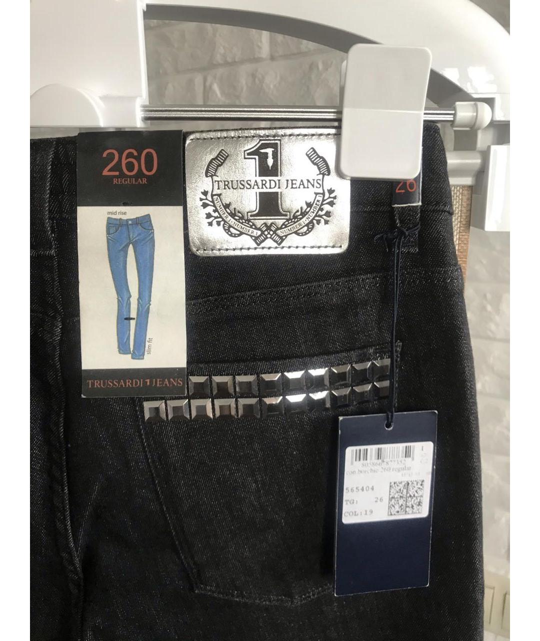 TRUSSARDI JEANS Темно-синие хлопковые джинсы слим, фото 4