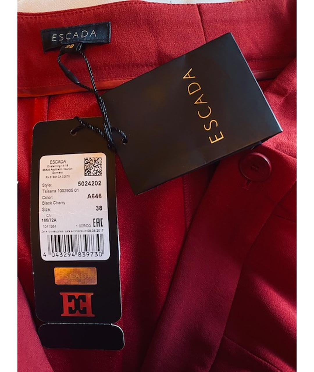 ESCADA Бордовые вискозные прямые брюки, фото 7