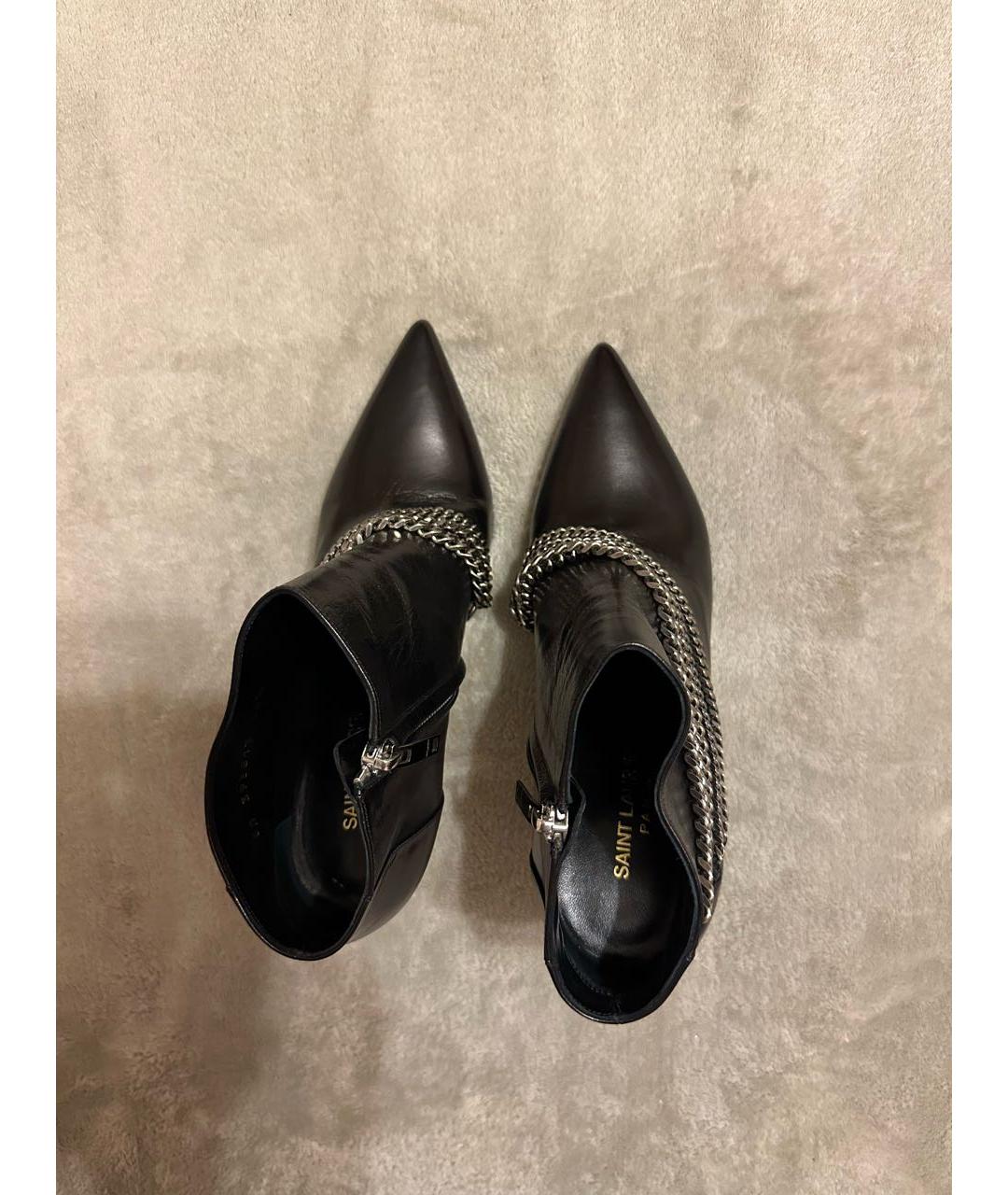 SAINT LAURENT Черные кожаные ботильоны, фото 2