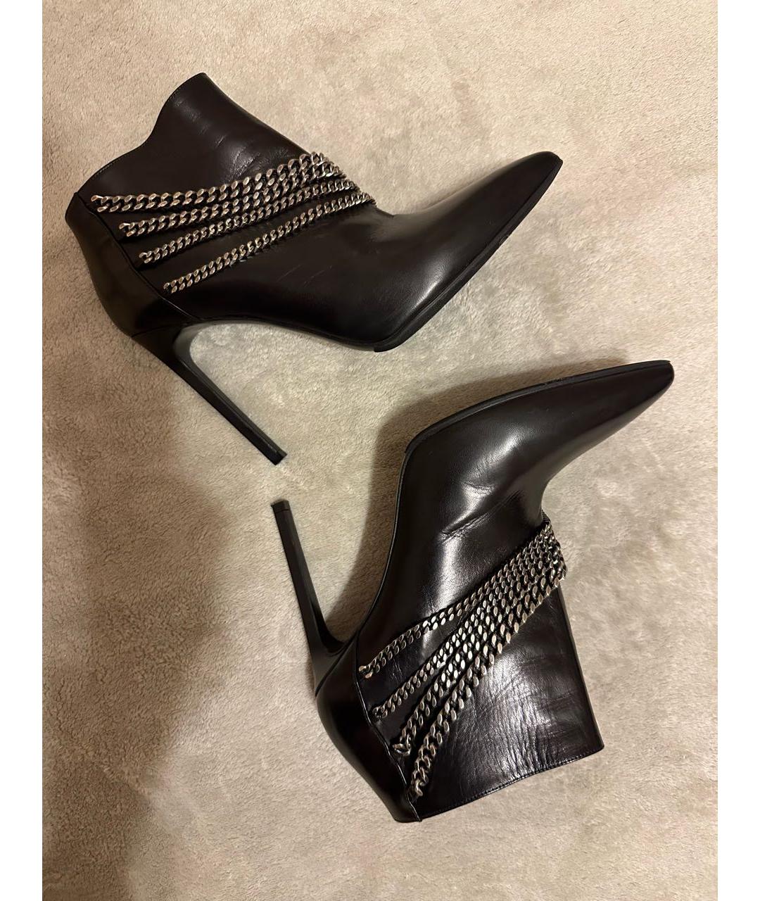 SAINT LAURENT Черные кожаные ботильоны, фото 3