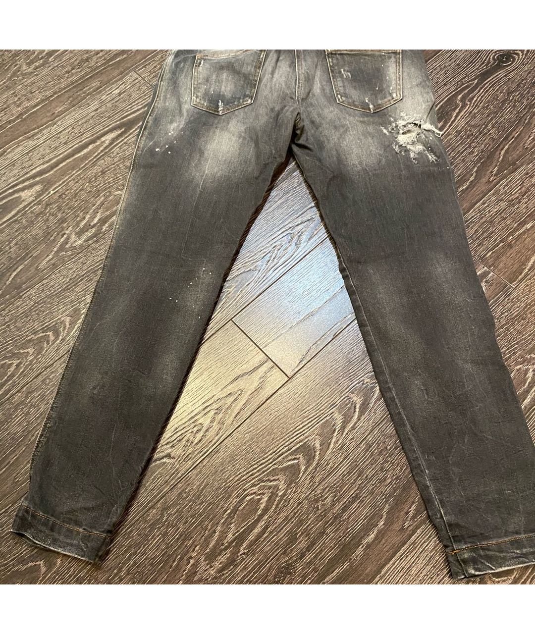 PHILIPP PLEIN Серые хлопковые прямые джинсы, фото 2