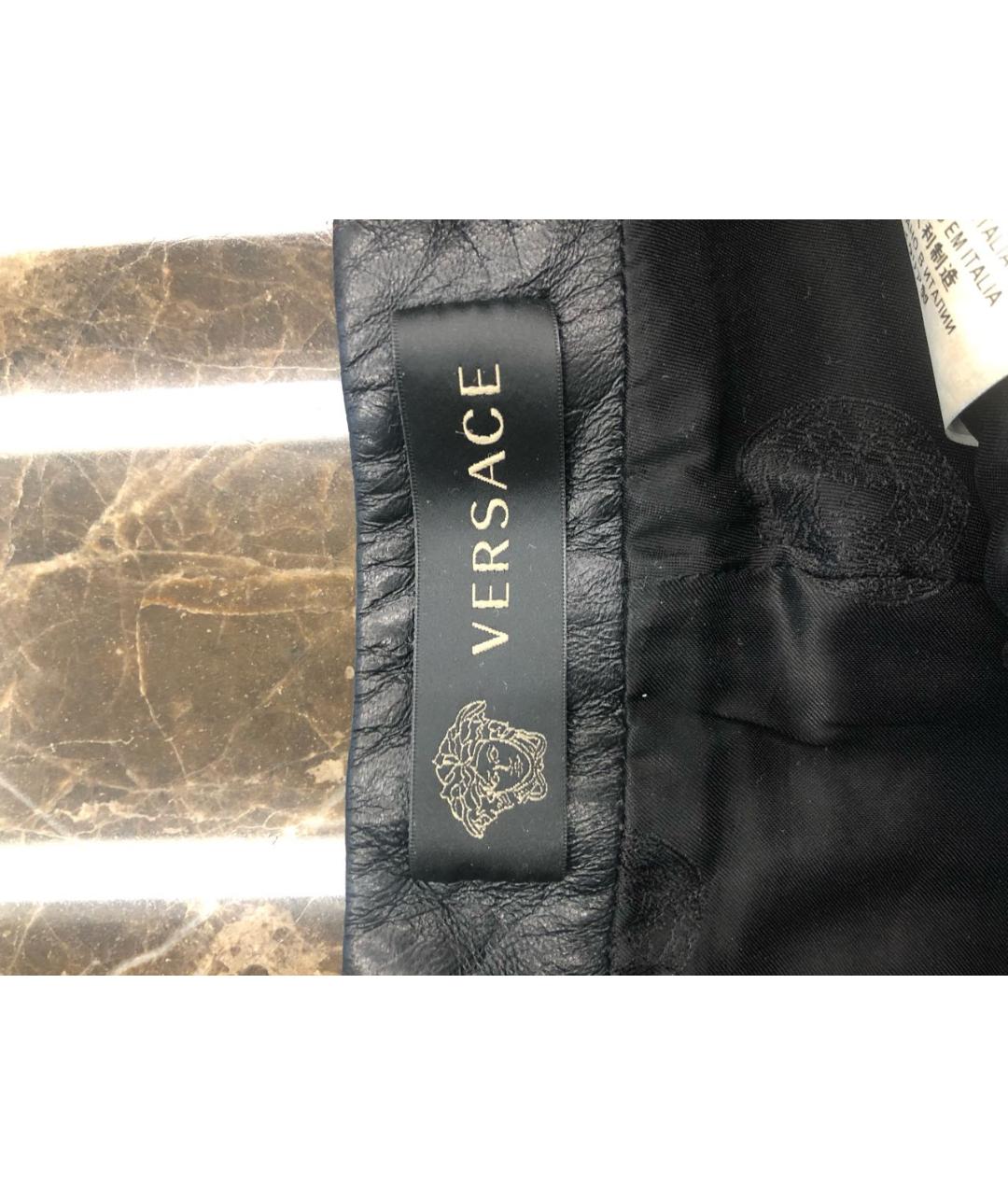 VERSACE Черные кожаные шорты, фото 5