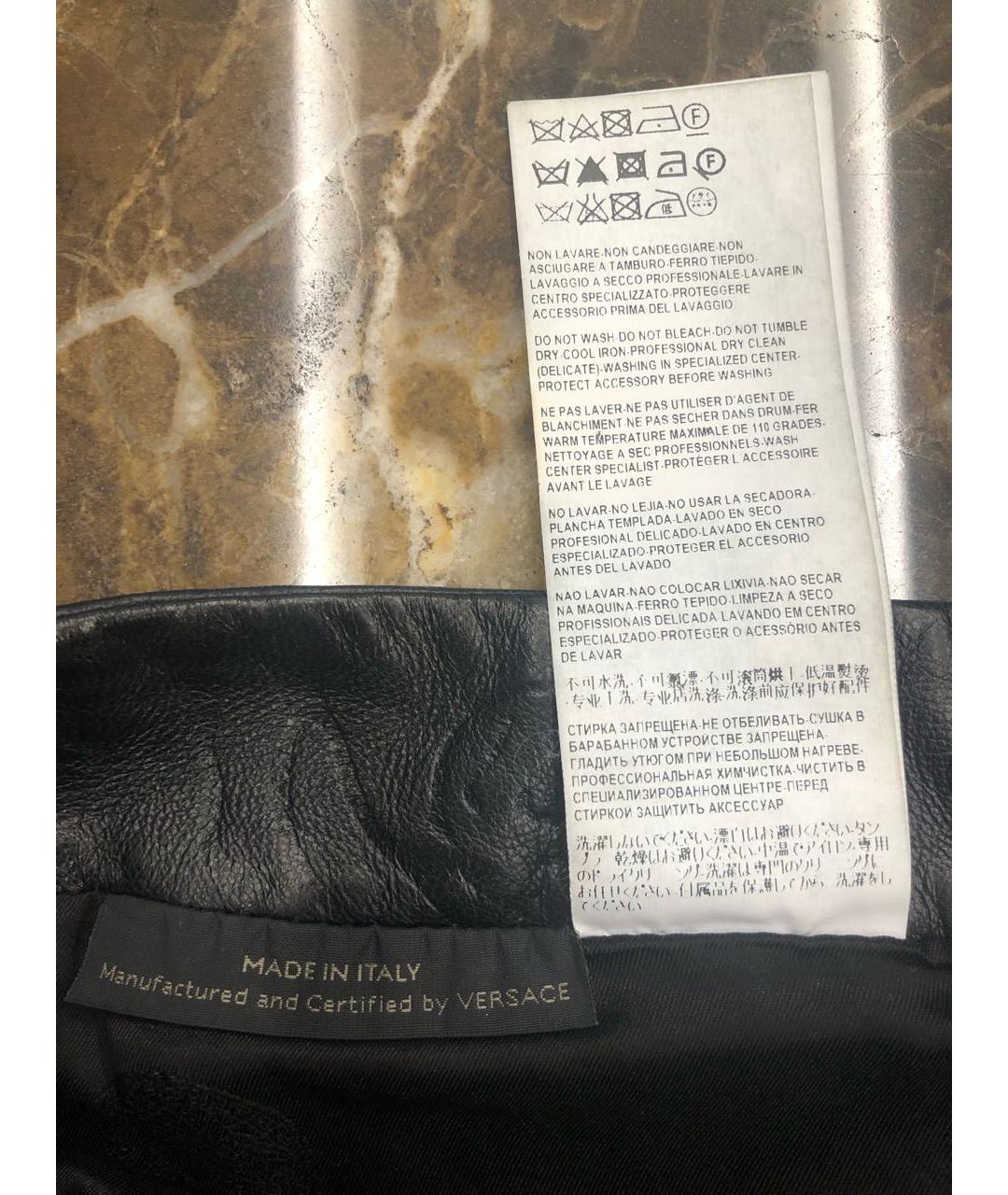 VERSACE Черные кожаные шорты, фото 4