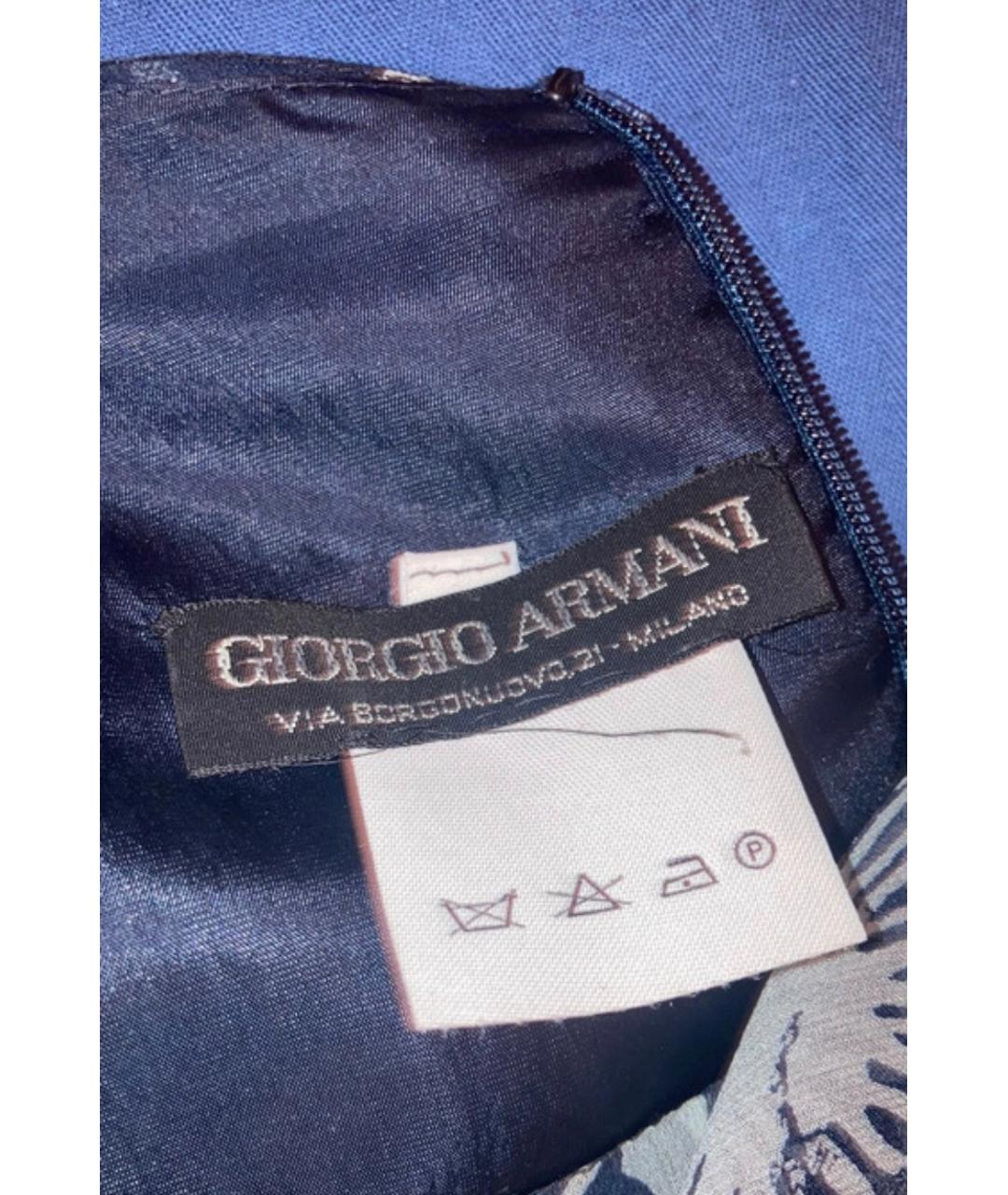 GIORGIO ARMANI Синее шифоновое повседневное платье, фото 3