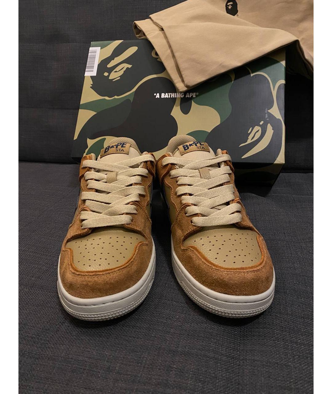 A BATHING APE Оранжевое кожаные низкие кроссовки / кеды, фото 6