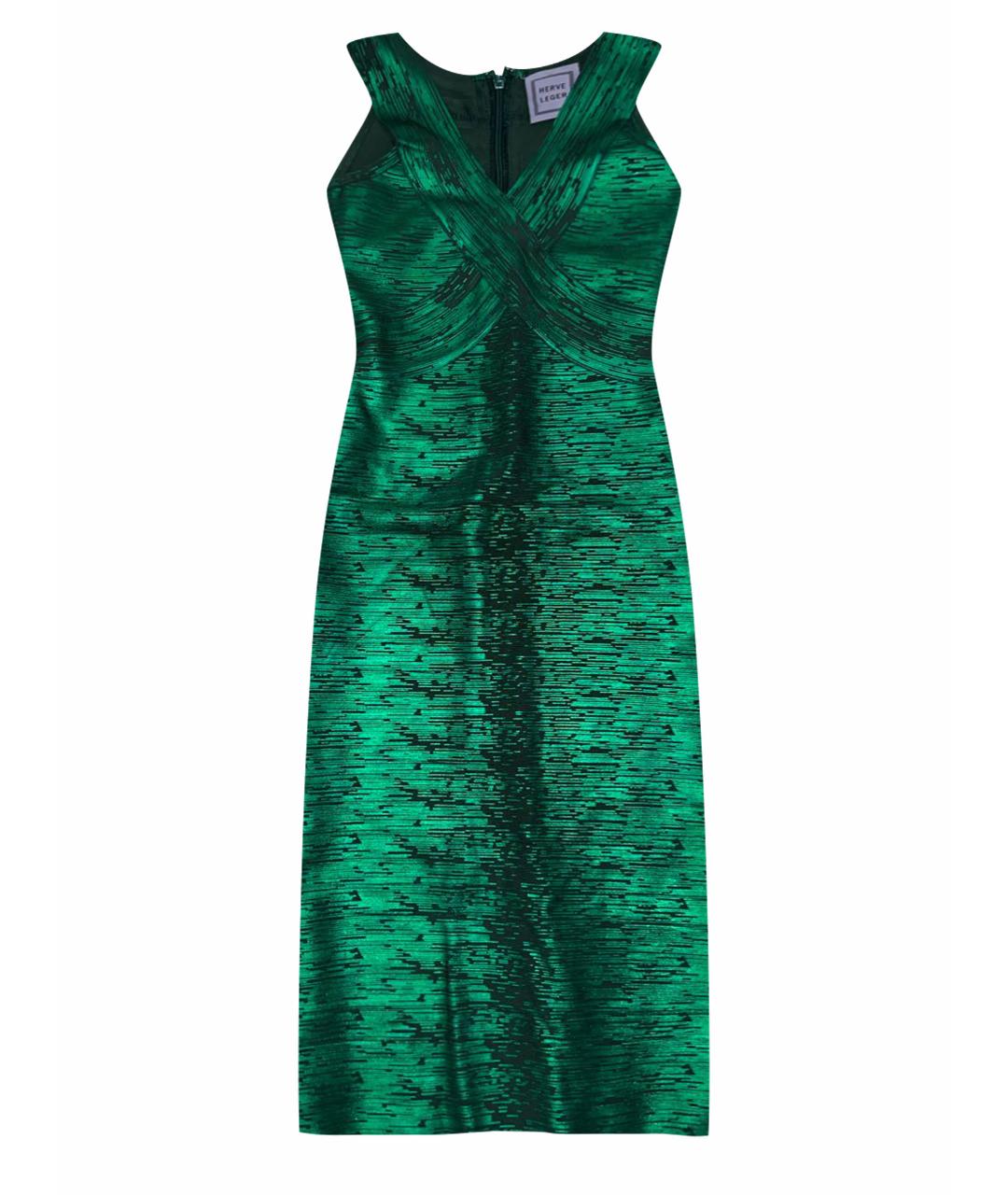 HERVE LEGER Зеленые вискозное коктейльное платье, фото 1