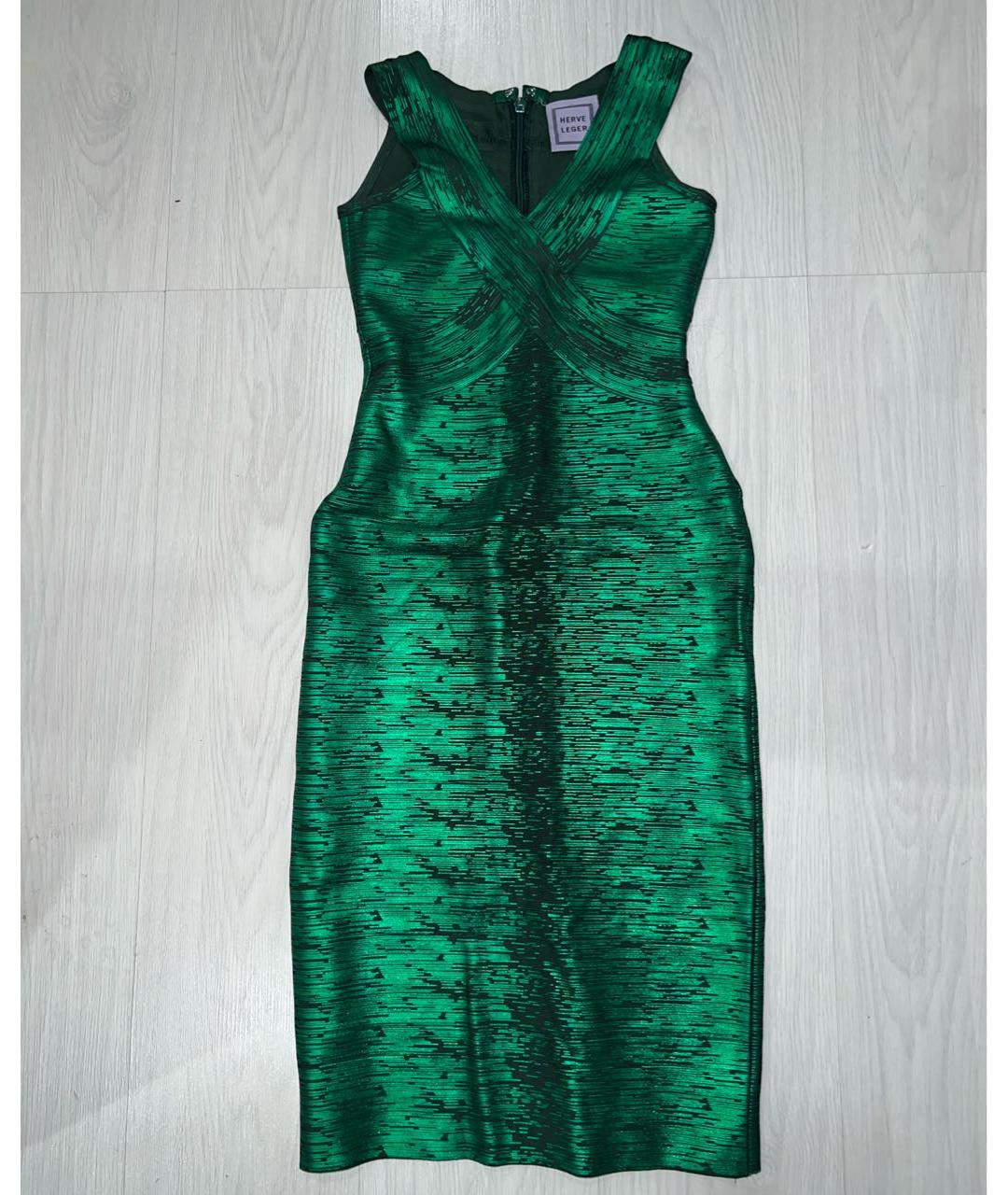 HERVE LEGER Зеленые вискозное коктейльное платье, фото 5