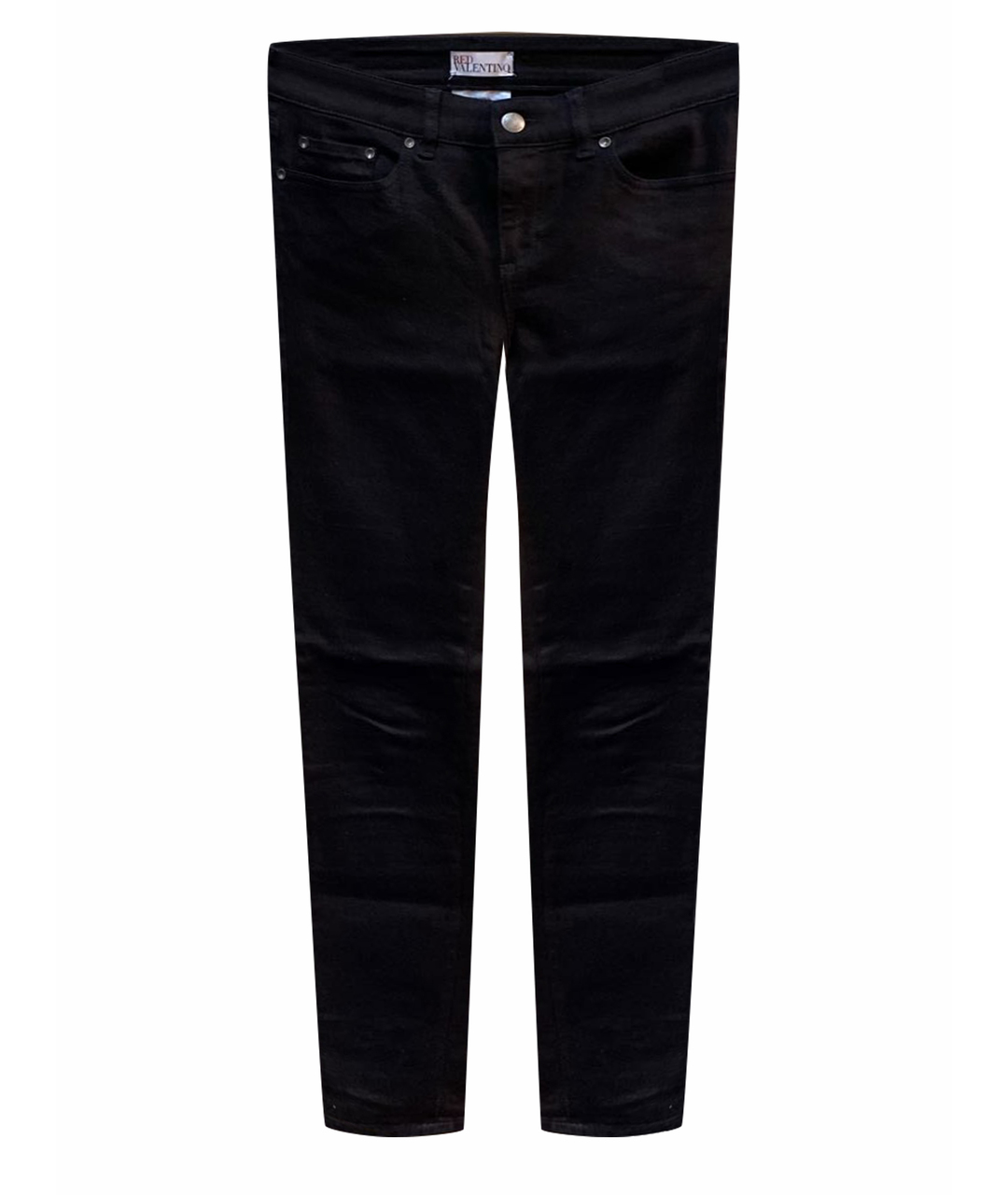 RED VALENTINO Черные хлопко-эластановые джинсы слим, фото 1