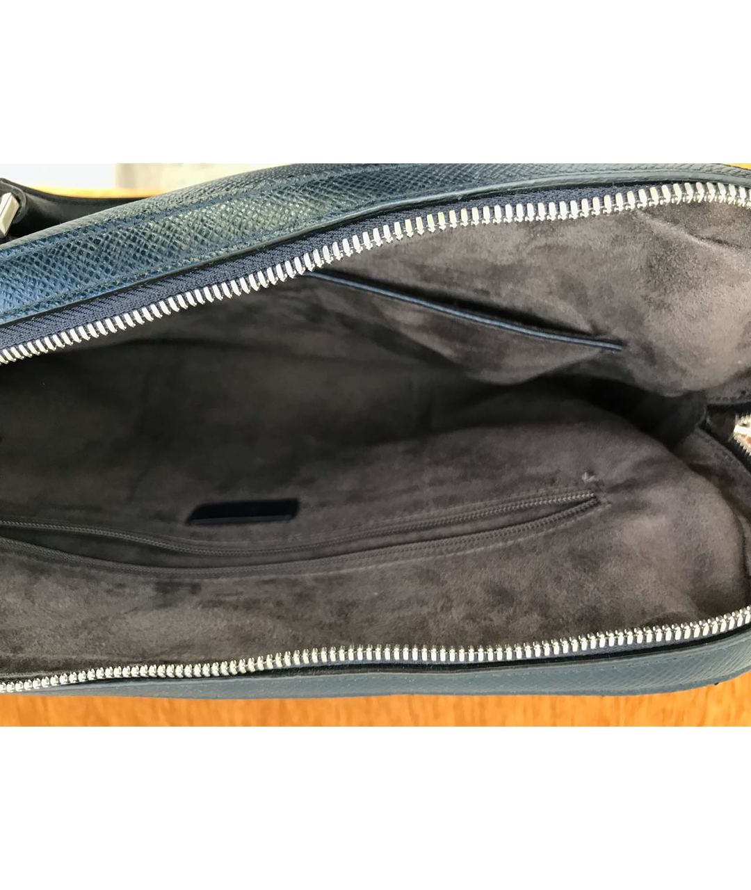 HUGO BOSS Темно-синий кожаный портфель, фото 6