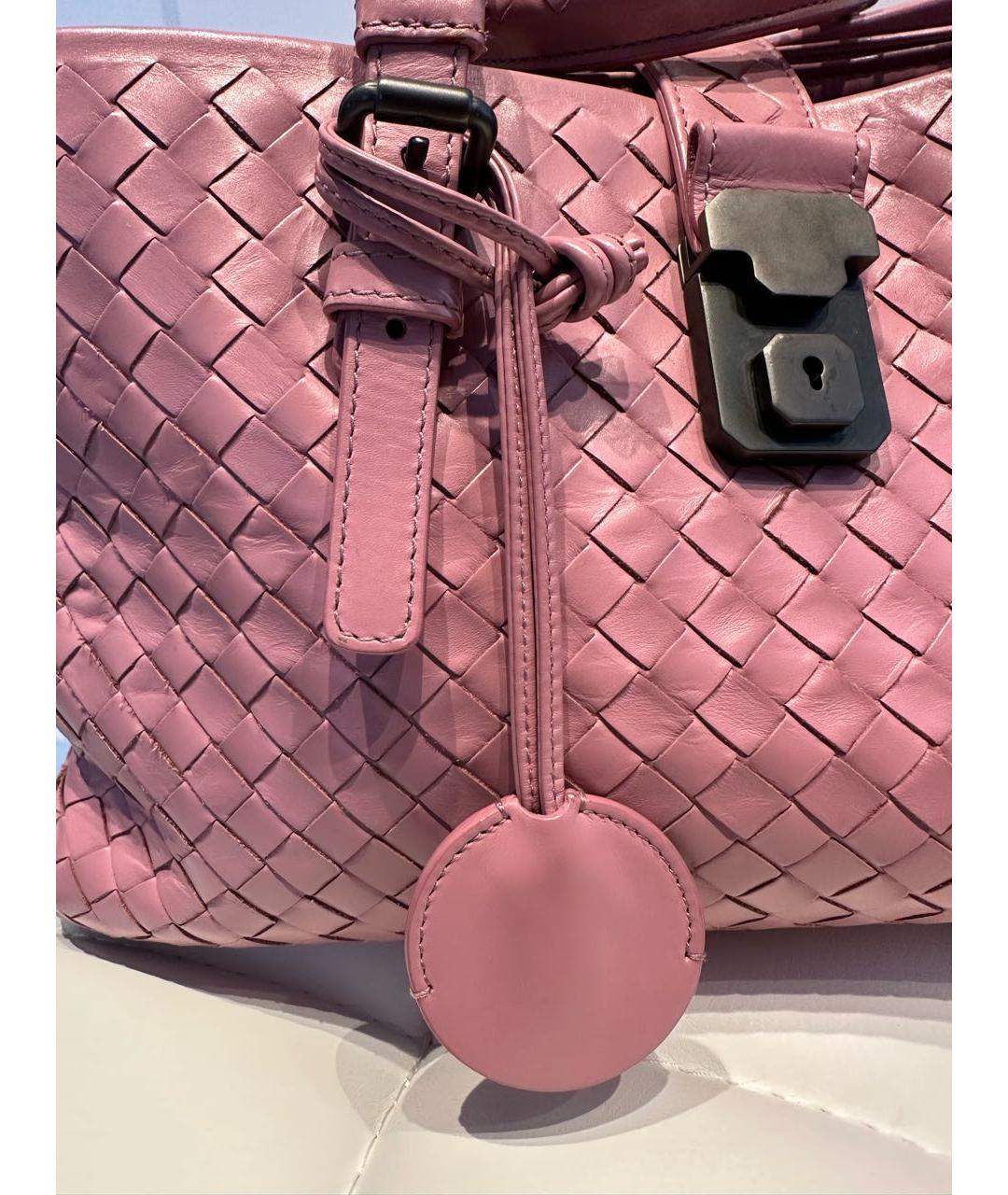 BOTTEGA VENETA Розовая кожаная сумка с короткими ручками, фото 6