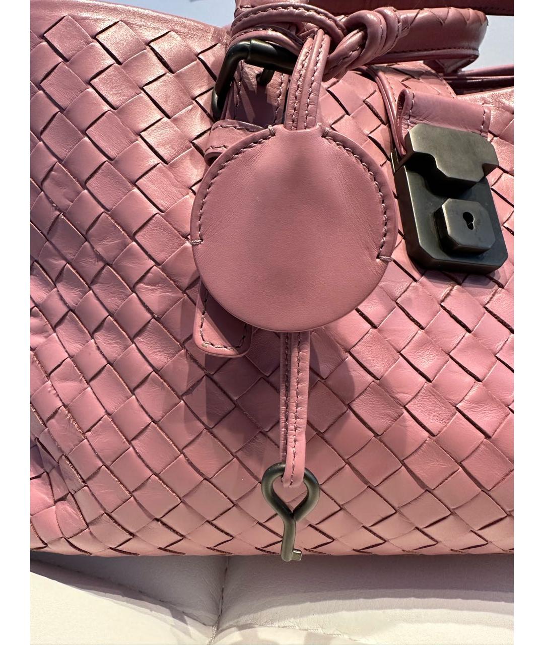 BOTTEGA VENETA Розовая кожаная сумка с короткими ручками, фото 5