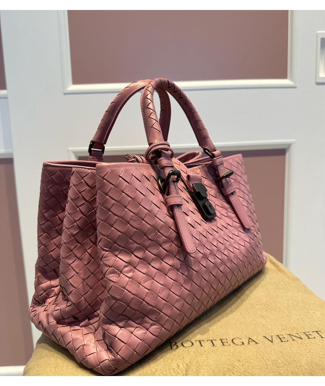 BOTTEGA VENETA Розовая кожаная сумка с короткими ручками, фото 2