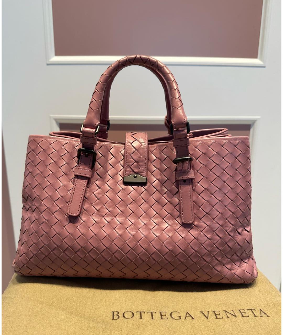 BOTTEGA VENETA Розовая кожаная сумка с короткими ручками, фото 3