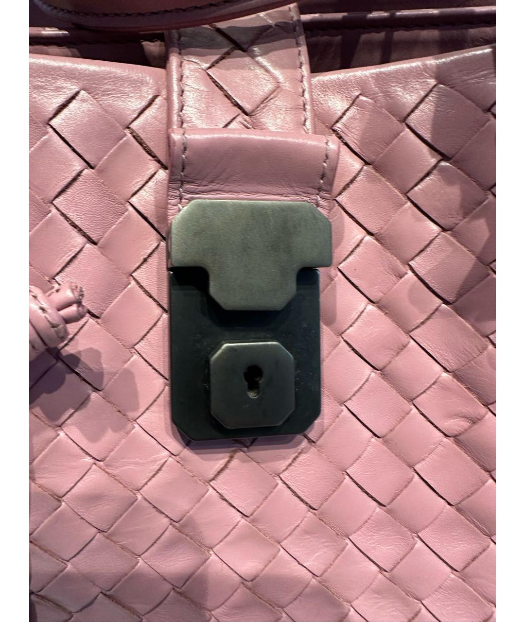BOTTEGA VENETA Розовая кожаная сумка с короткими ручками, фото 7