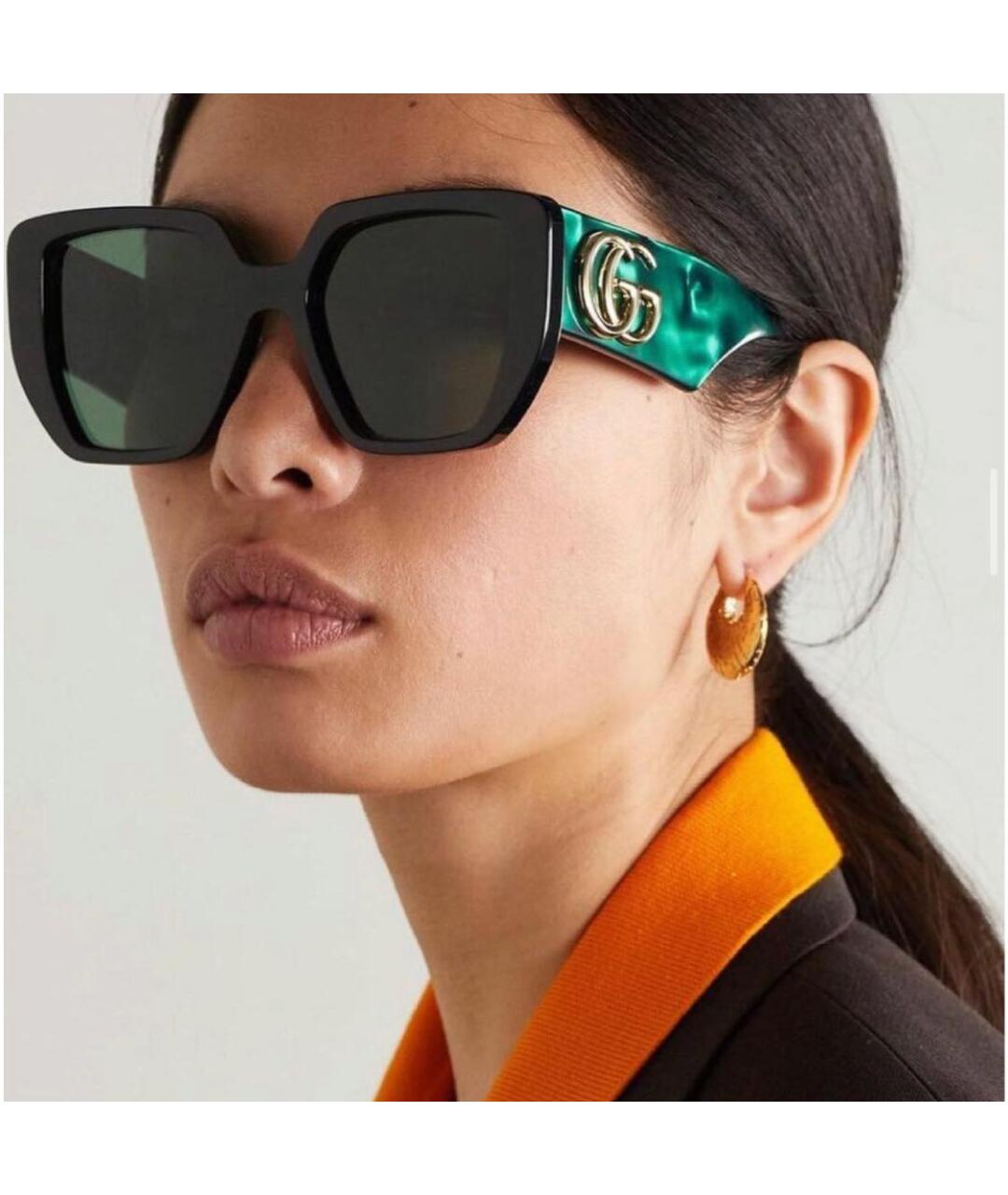 GUCCI Зеленые пластиковые солнцезащитные очки, фото 3