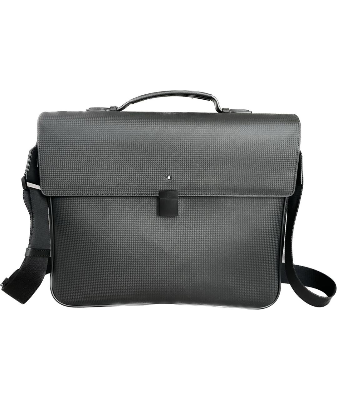 MONTBLANC Черный кожаный портфель, фото 9