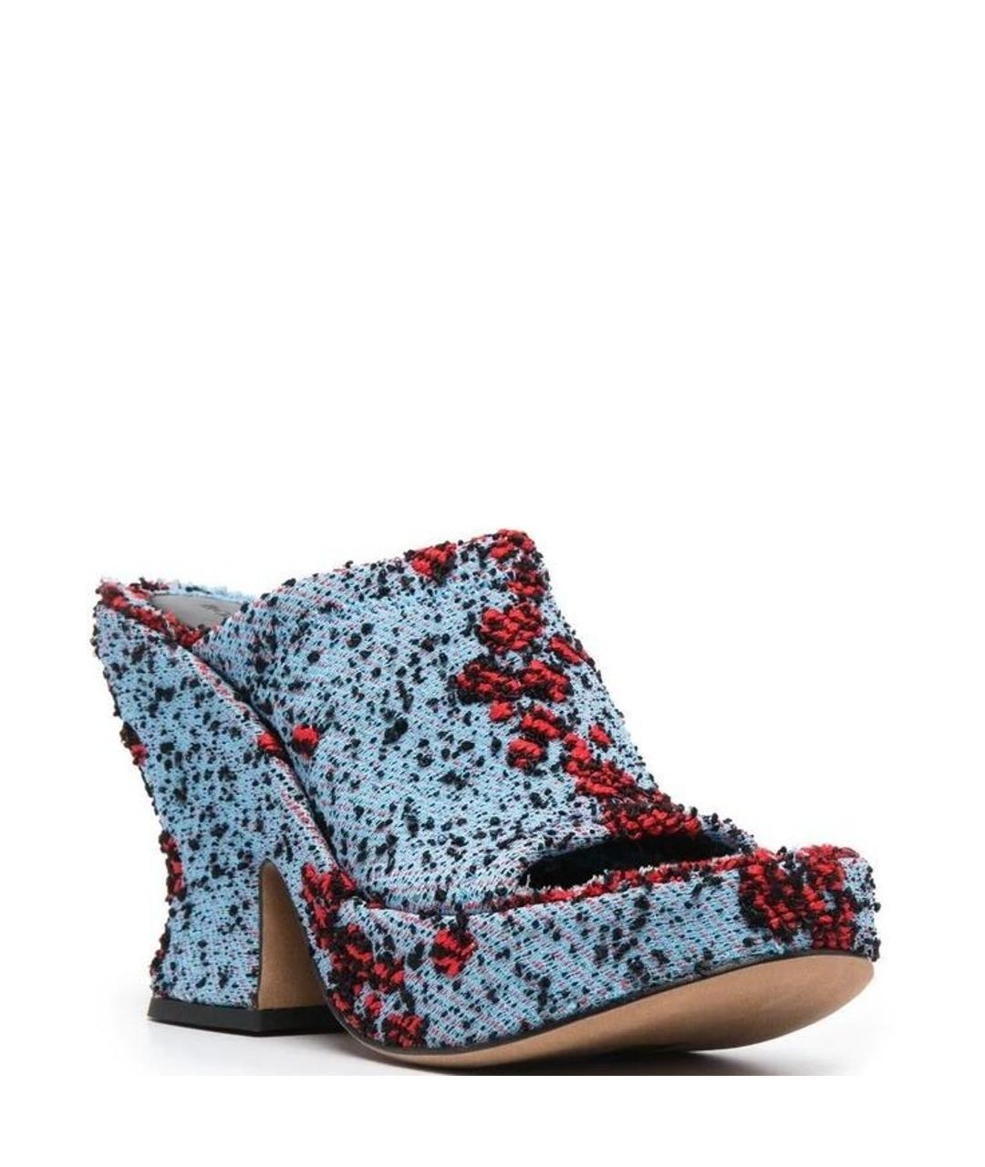 BOTTEGA VENETA Голубые текстильные мюли, фото 2