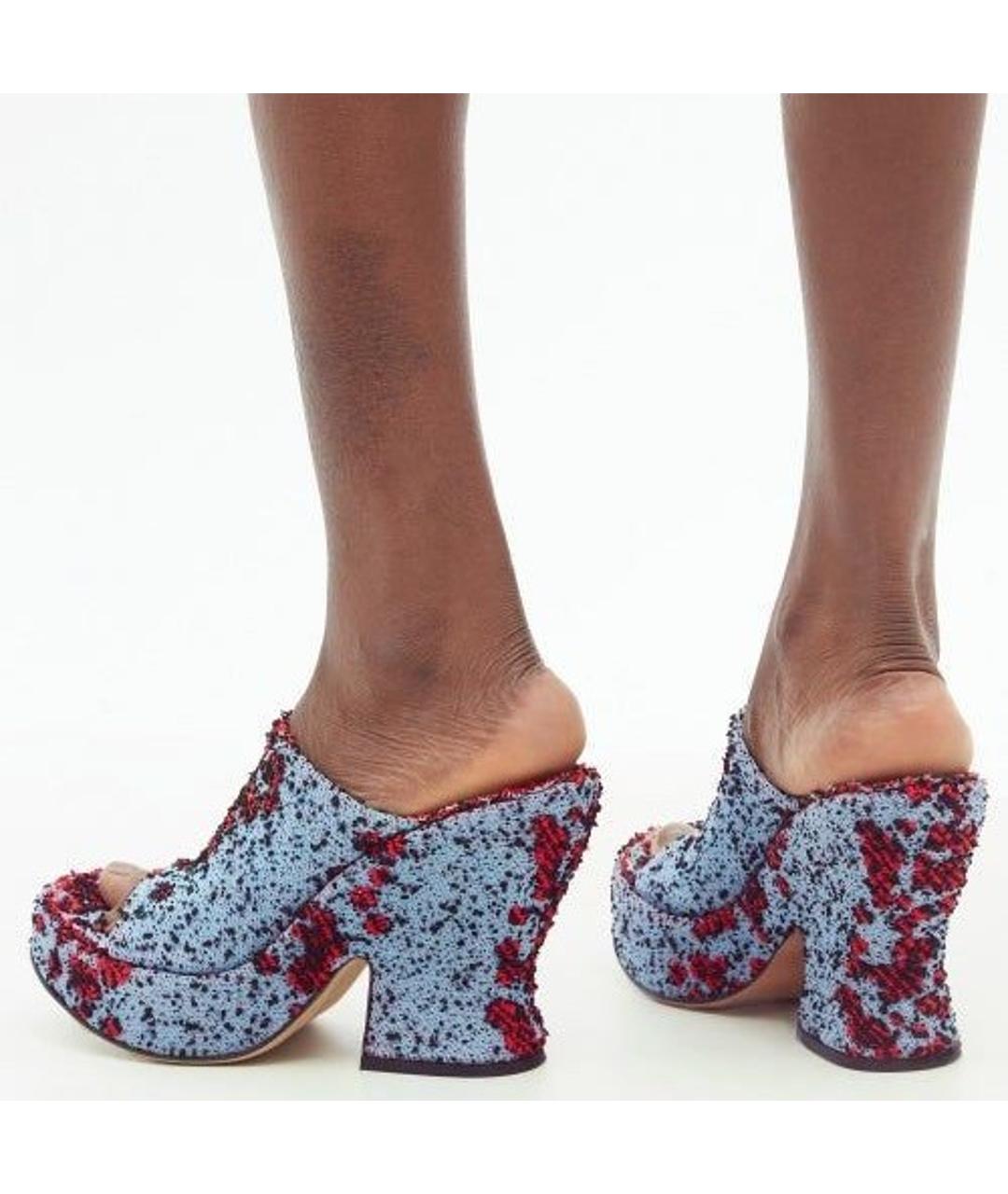 BOTTEGA VENETA Голубые текстильные мюли, фото 5