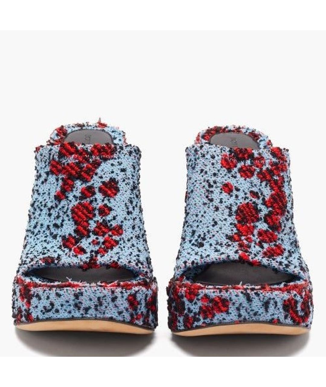 BOTTEGA VENETA Голубые текстильные мюли, фото 3