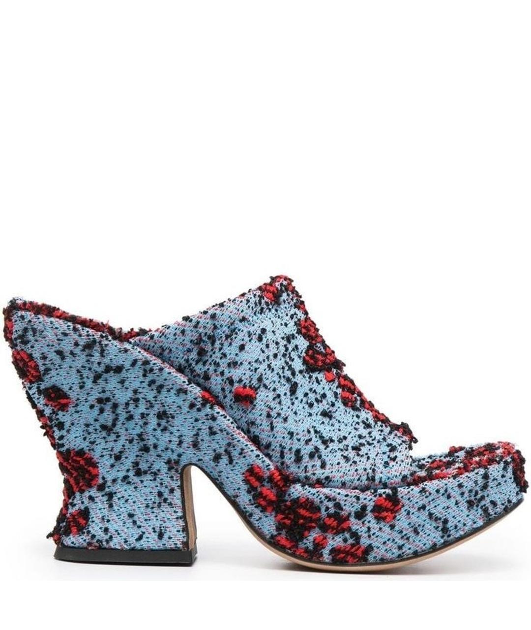 BOTTEGA VENETA Голубые текстильные мюли, фото 1