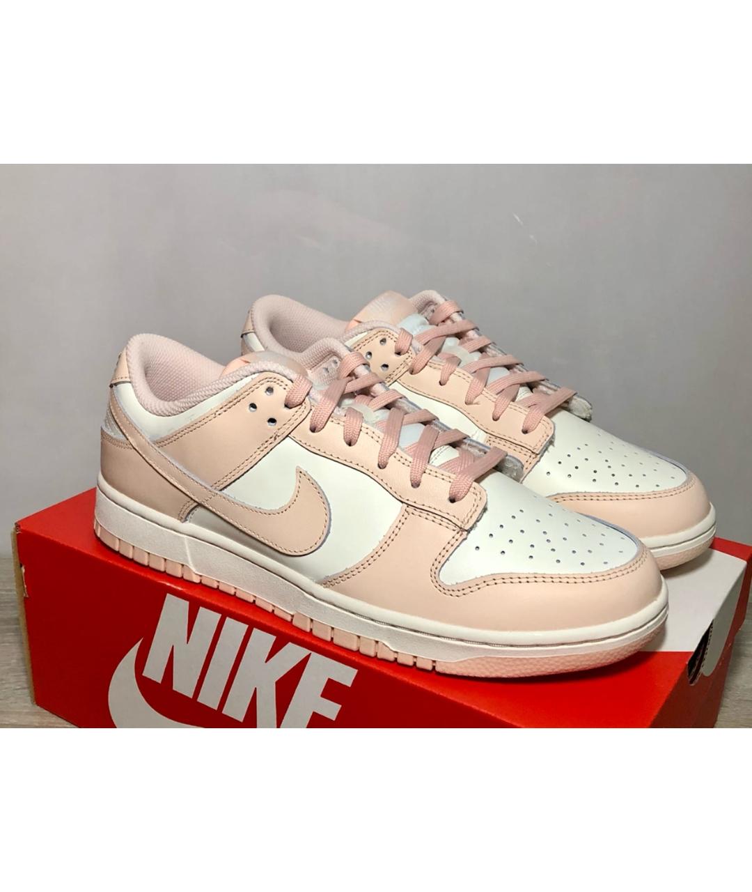 NIKE Коралловые кожаные низкие кроссовки / кеды, фото 2