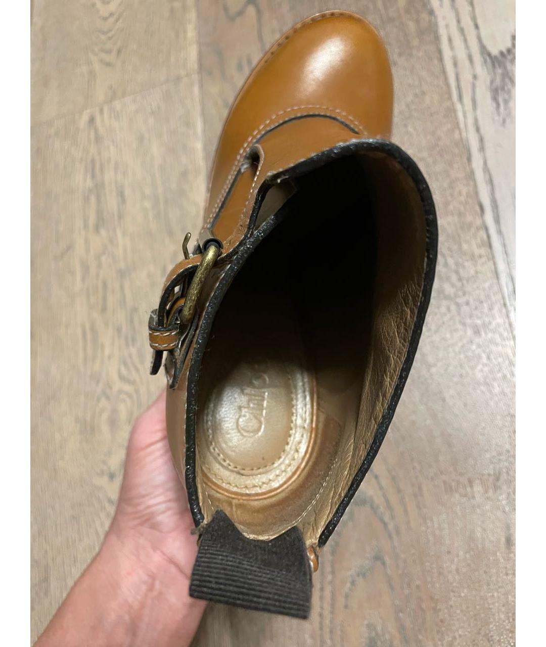CHLOE Горчичные кожаные ботинки, фото 6